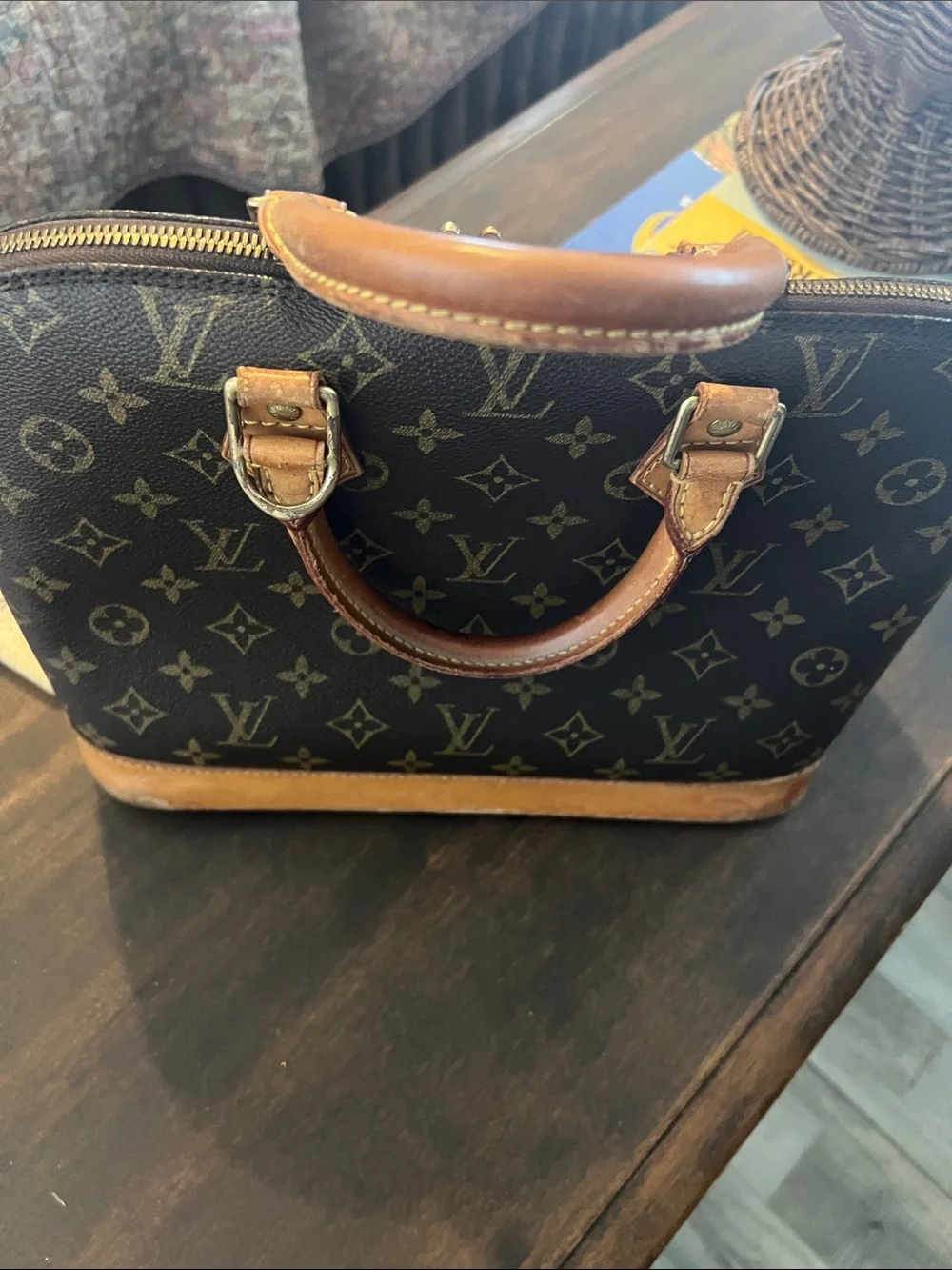 Louis Vuitton Brown Monogram Canvas Toiletry Bag with Tan Leather Trim